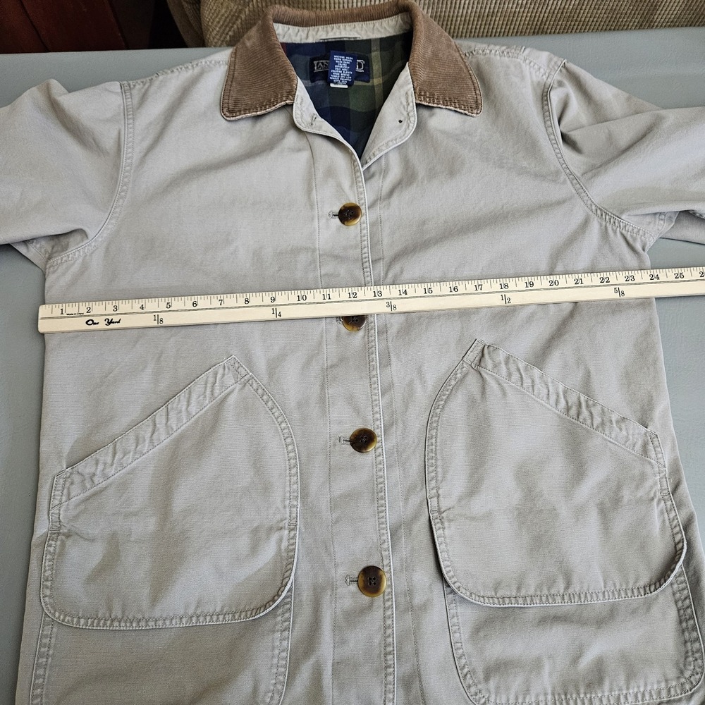 Lands' End Chore Coat Women Large Canvas Barn Field Flannel Lined Corduroy Tan - Picture 11 of 14